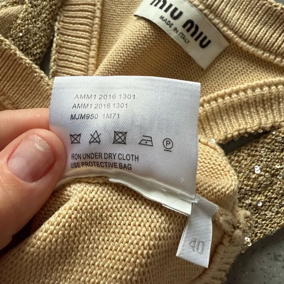 Miu Miu Beige and Gold Glitter Crop Top - Picture 6 of 6